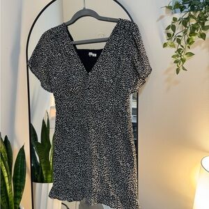 Abercrombie & Fitch Black and White Wrap Ruffled Mini Dress